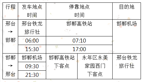 2月6日，邯鄲機(jī)場(chǎng)-邢臺(tái)班車 復(fù)運(yùn)